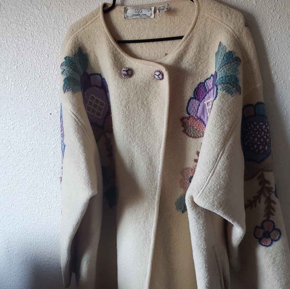 Vintage Embroidered Wool Cloak